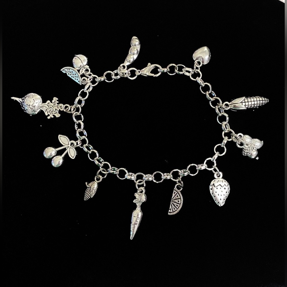 Farmers Market Charm Bracelet  Fruits Vegetable Charms